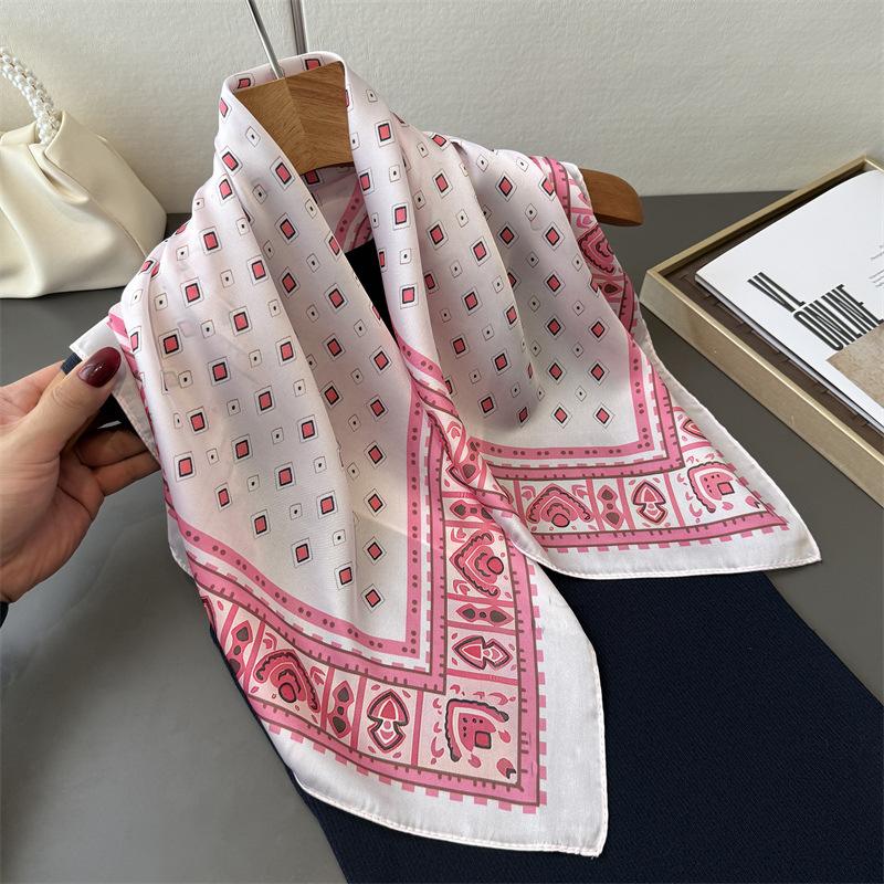 New ethnic- border printed imitation silk square scarf shawl neckerchief high-end neck-tie small square scarf silk
