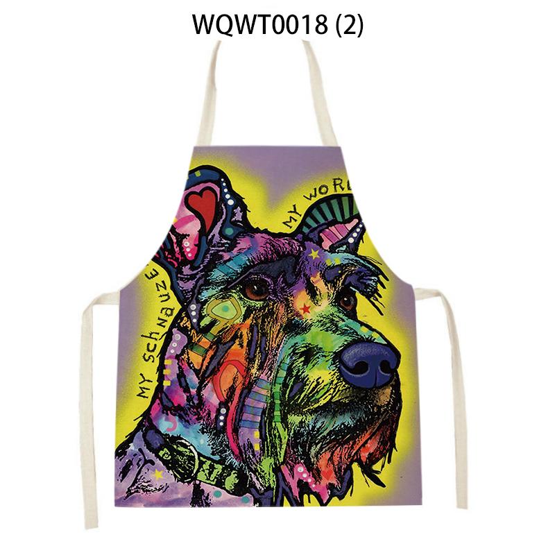 Lovely Animal Dog Printed Linen Sleeveless Kitchen Aprons Women Men Home Cooking Baking Waist Bib Dachshund Cleaning Aprons