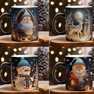 Premium Ceramic Heat Mugs Reveals Holiday Pattern When Heated Dishwasher Safe Ideal For Teas Hot Chocolates