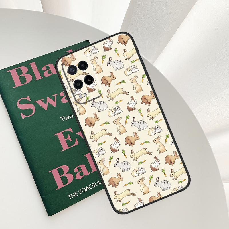 Cartoon Rabbit Bunny Case For Oppo A52 A72 A76 A96 A54 A74 A94 A54S A57S A58 A78 A98 A57 A77 A15 A16 A17 Cover