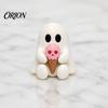 Halloween Ghost Ornaments Mini Decorative Figurine, 3D Printed White Statue with Portable Figurines Pink Skull Ice Cream, Cute Desktop Ornament