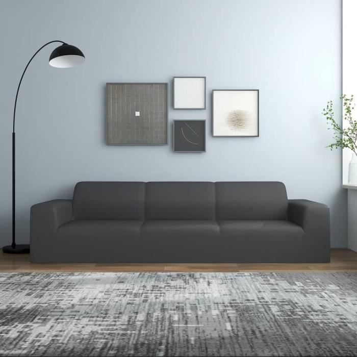 VidaXL Housse extensible canapé 4places Anthracite Jersey de polyester 332939