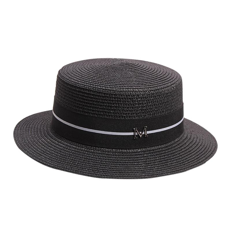 New straw hat women's summer flat top top top hat seaside vacation beach hat Internet celebrity straw hat versatile hat