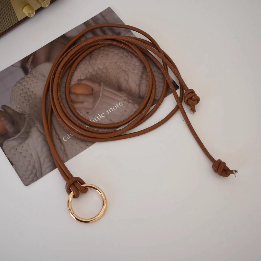 Elegant Soft Pu Leather Circle Knot Waist Belt For Women In Black Beige Camel Khaki