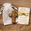 Small Pocket Prayer Cross With Card, Portable Wooden Prayer Cross Pocket Card With Bag For Easter Christmas Token, Church Favors