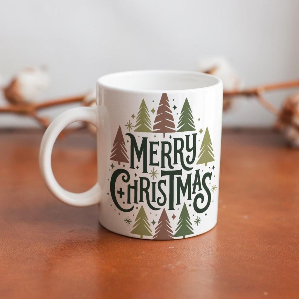 1pc 11oz Blank Ceramic Coffee Mug, Double-sided Printed Cup, Neat Glaze Surface, Long Lasting Durability, Everyday Coffee Tea Drinkware