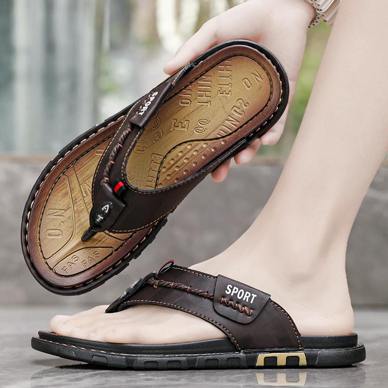 Fashion Flip Flops Mens Slippers Summer Casual Shoes Beach Sandals Outdoor Slides Walking Comfort Leather Luxury Designer Fashion 47