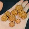 Pfirsichholz Lotus geschnitzte Schmuckperlen - Handgefertigtes vierlagiges Holzhandwerk Zubehör