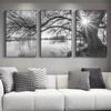 3pcs Poster Stunning Big Tree Lake Sunset Landscape Canvas Painting for Living Room Bedroom and Study Decoration Wall Posters