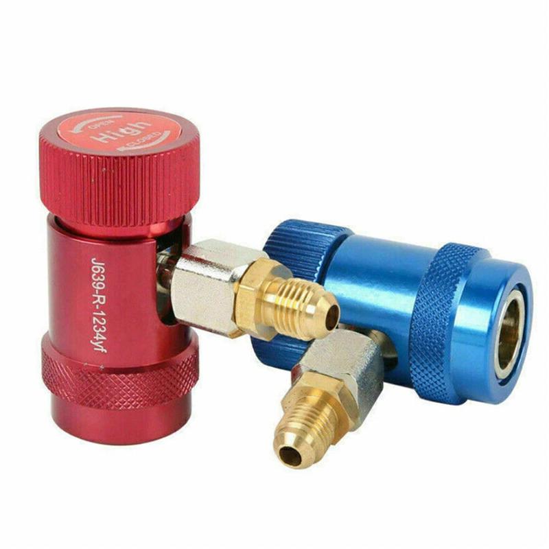 2pcs Car Air Con Connector For A/C Manifold Gauge Adapter R1234yf Low/High Pressure Couplers Set