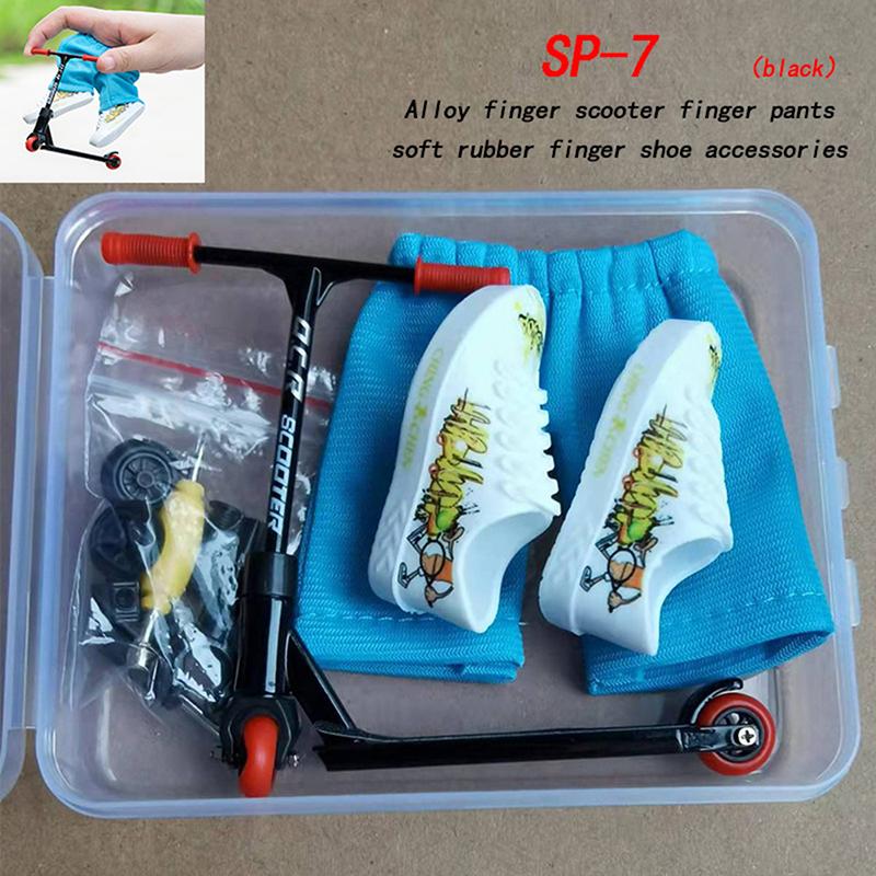 1Set Alloy Finger Scooter Finger Toy Skateboards With Pants Shoes And Tools Finger Scooter Toy Mini Skateboard Finger Toy For Gift
