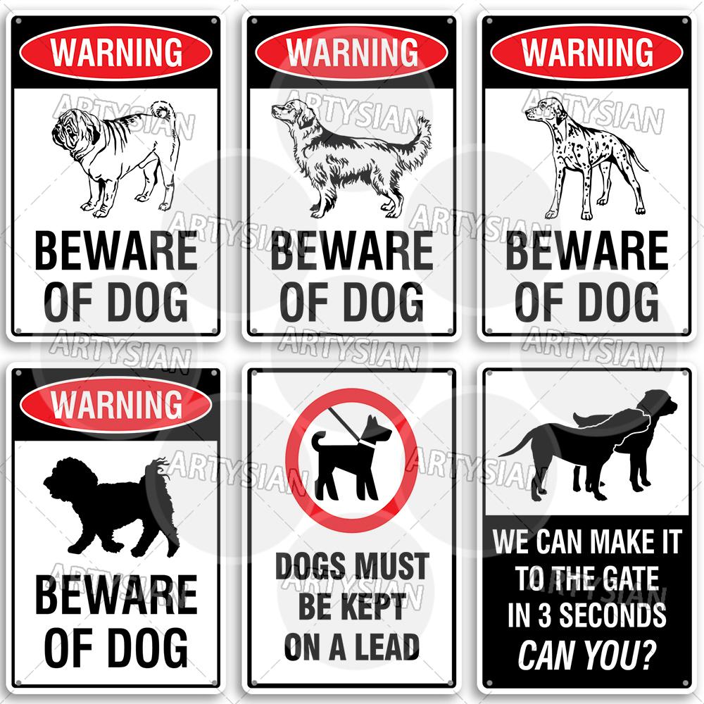 Beware of Dog Metal Sign Rottweiler GSD Golden Beagle Bulldog Pit Bull Poodle Bullmastiff Bloodhound Yorkie Border Collie Schn