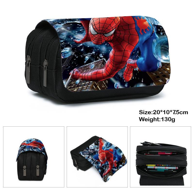 Printed Polyester Pencil Case, Large-Capacity Storage Bag, Double-Layer Flip Cover, Stationery Box. Double layer flip pencil case