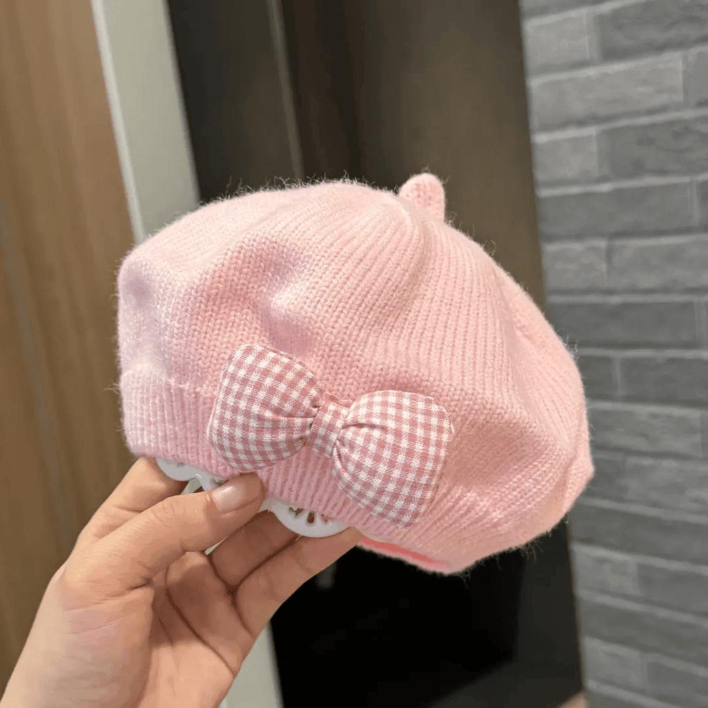 Children's Beret Baby Girl Outdoor Hat Spring Autumn Korean Style Fashionable Breathable Warmth Windproof Knitted Wool Painter's
