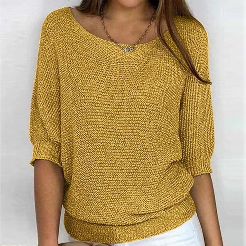 Loose Casual Round Neck Pullover Ladies Temperament Sweater, Autumn Comfortable Ladies Home Knitted Sweater Top