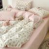 Aesthetic Powder Pink Spring/Summer Washable Cotton Bedding Set - Dorm-Friendly Duvet Cover and Sheets