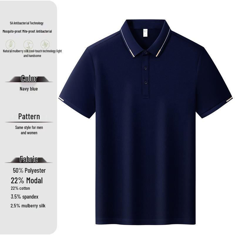 Unisex Summer Breathable Short Sleeve Polo Shirt with Turn-Down Collar for Corporate Group Customization