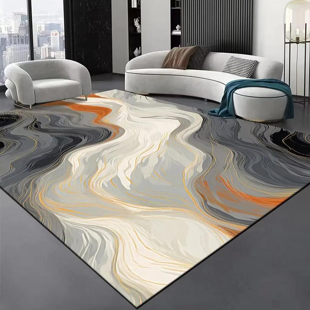 Luxury Black Stripe Large Living Room Carpet Senior Rib Decoration Parlor Sofa Area Rug Luxury Hall Carpets Washable Floor Mat