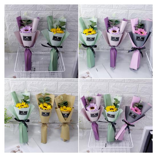 Yousheng Artificial Sunflower Bouquet Mini Scented Soap Flower Bouquet with Eucalyptus Leaves Gift for Birthday Valentine's Day Mother's