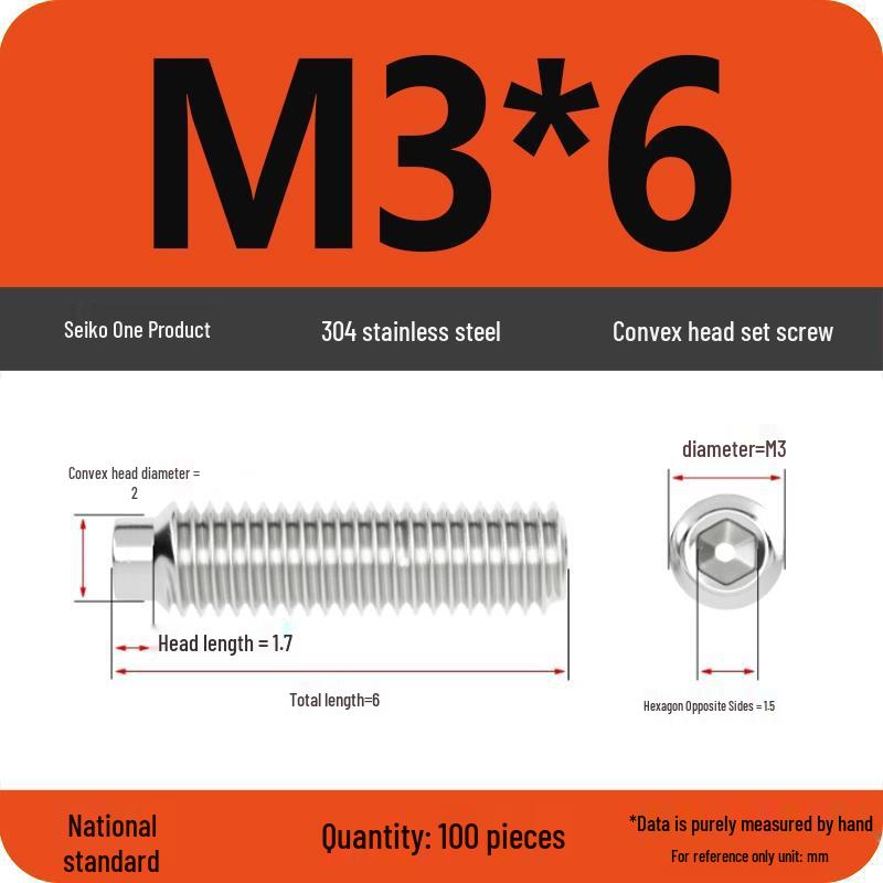 304 Stainless Steel Cup Point Grub Screw - Sizes M3 To M10