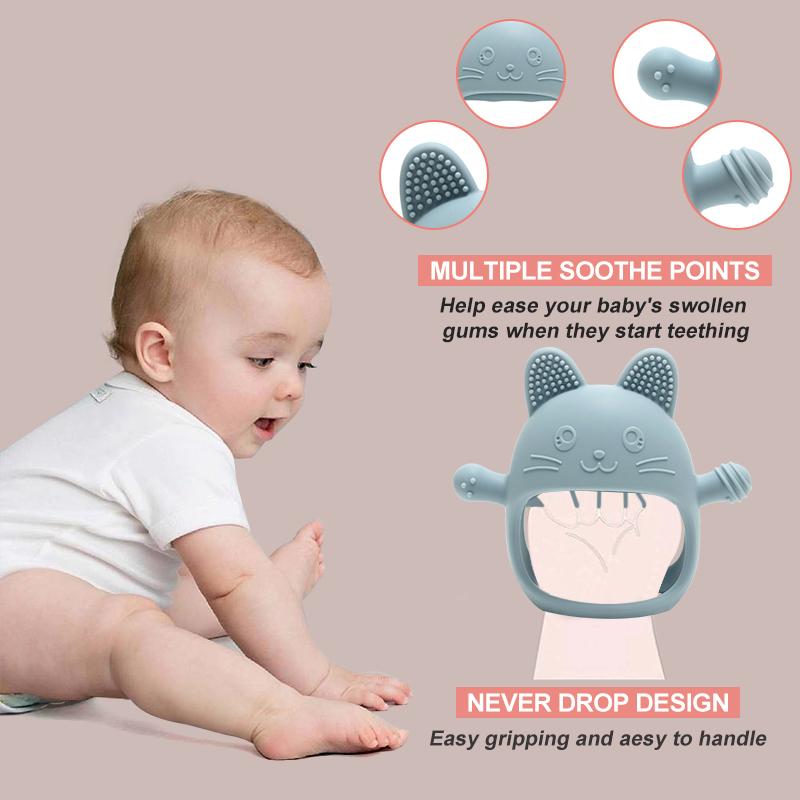 Guantes de Silicona para Bebé de Grado Alimenticio Mordedor Chupetes Juguetes para la Dentición Infantil Cuidado Dental para Recién Nacidos Encías Palo Molar Artículos para Bebé