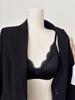 Romantic Satin Eyelash Lace Deep V Bra & Seamless Triangle Thin Cup