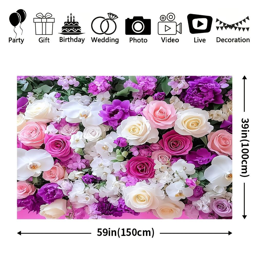 1Pcs Floral Pink Rose Flower Decoration Background Backdrop For Photo Studio Photo Booth Party