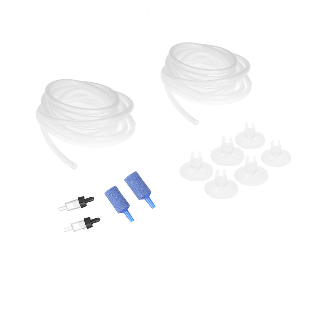 2pcs 2.5m 4mm Aquarium Oxygen Pipe Soft Hoses + 2pcs Stop Valve + 6pcs Suction Cups + 2pcs Air