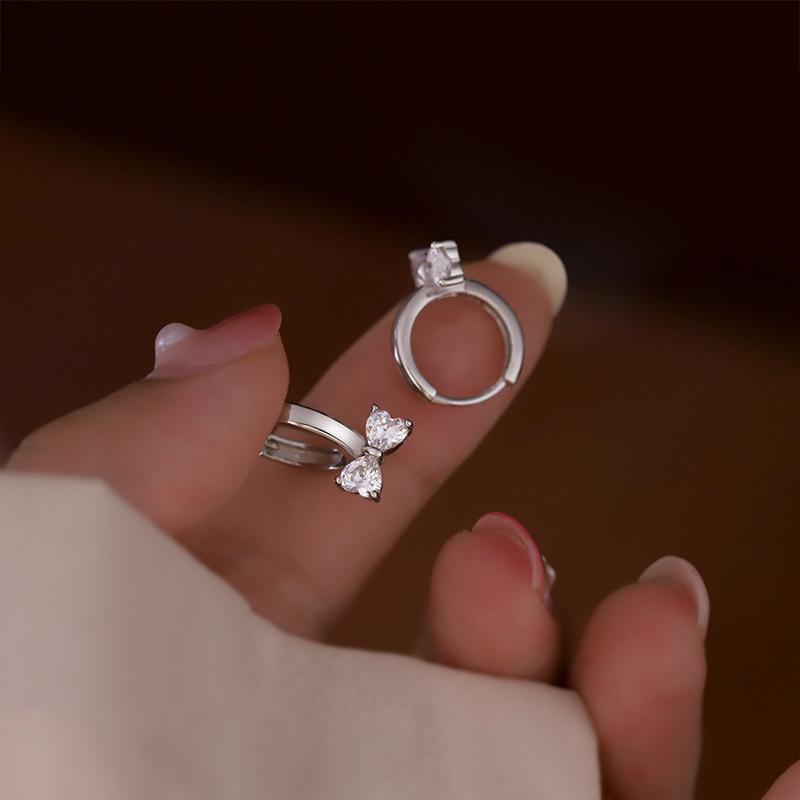 

REETI 925 Silver Bowknot Earrings Temperament Simple Inlaid for Women Wedding Jewelry Accessories срібний