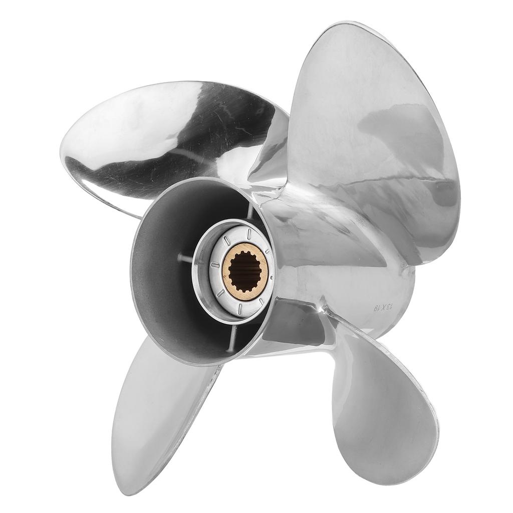 4 Blades Outboard Propeller Stainless Steel 13 X 19 RH Pitch Fit for YAMAHA 50‑130HP Engine