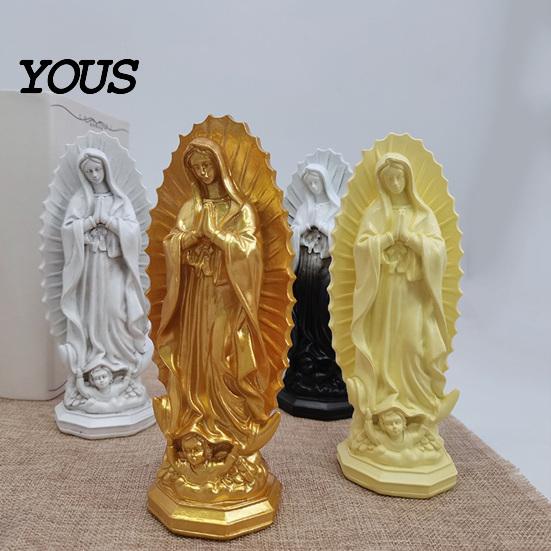 Decorative Holy Figures for Desk Our Lady of Guadalupe Mexico Sculpture Statue, Resin Virgin Mary Figurine, Baptism Souvenirs Religious