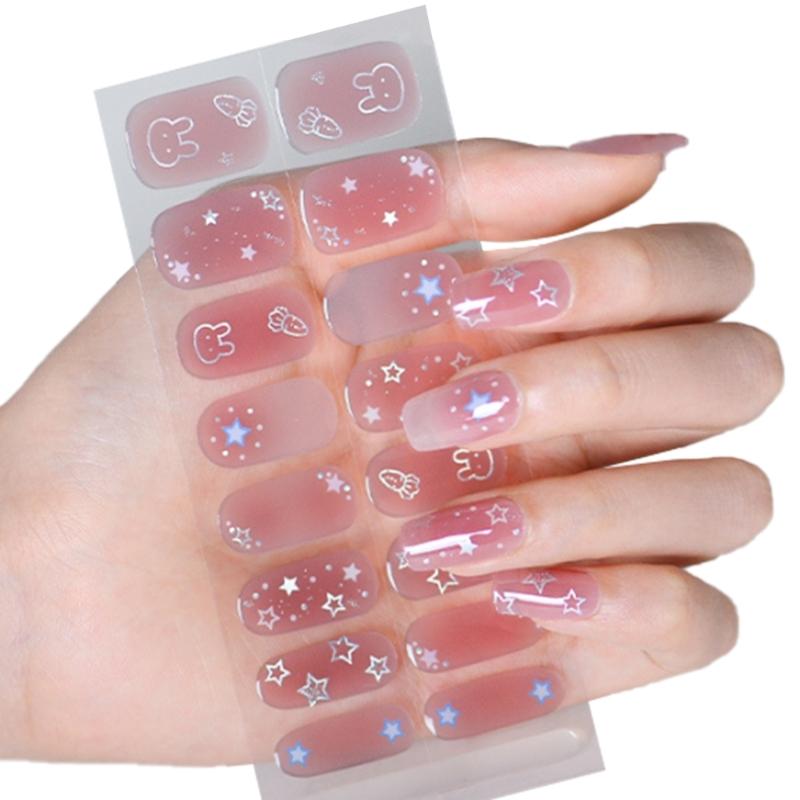 Blatt Halbgehärtete Gele Nagellack Streifen Klebende Gele Nagelkunst Aufkleber Langlebige Gele Nagelfolien Aufkleber Nagelaufkleber