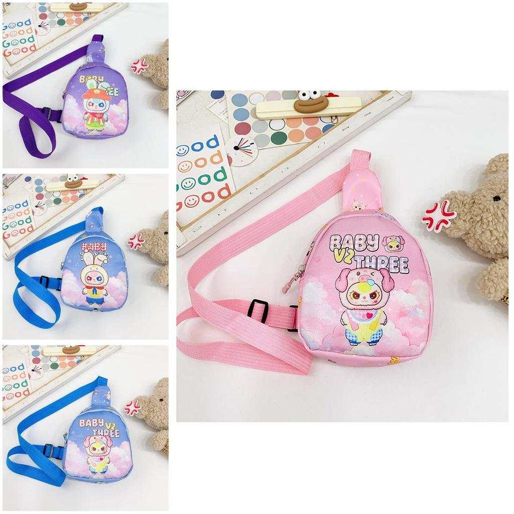 Cartoon Print Kids Chest Bag Nylon Lightweight For Kindergarten Daily Essentials