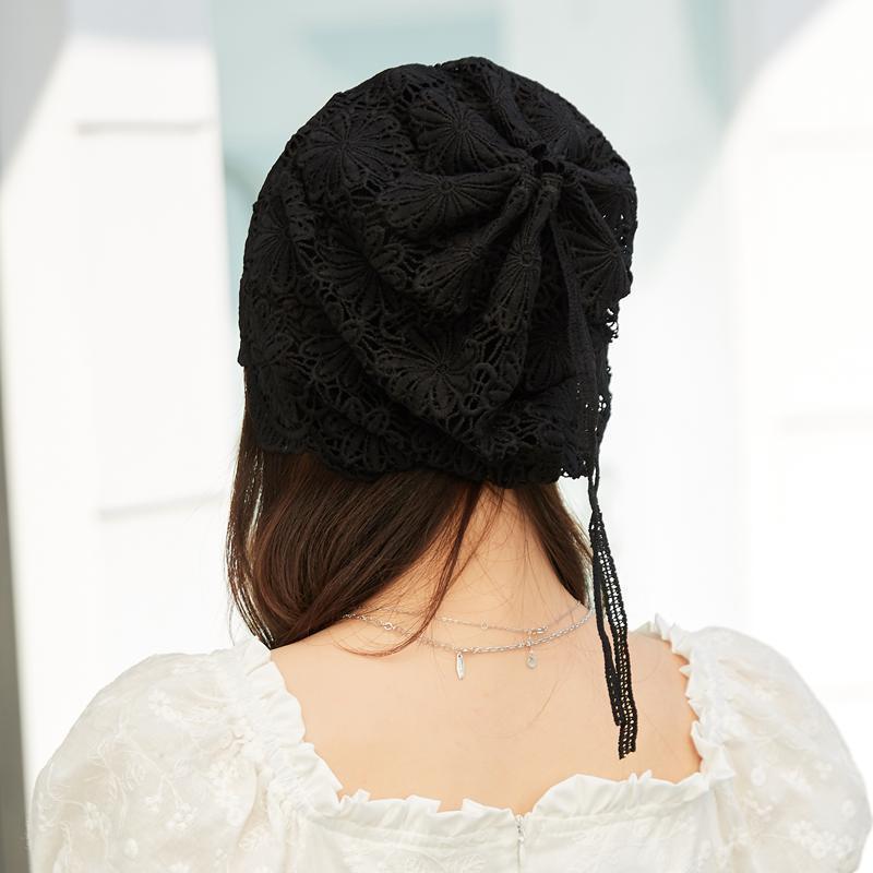 Damen Koreanischer Stil Hohlhäkeln Mehrzweck Pferdeschwanz Turban Blume Lässige Dekorative Mütze