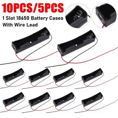 10PCS/5PCS 18650 Cases 3.6V-4.2V 18650 Lithium Battery Holder Storage Organizer Boxes 1 Slot Battery Container With Wire Lead