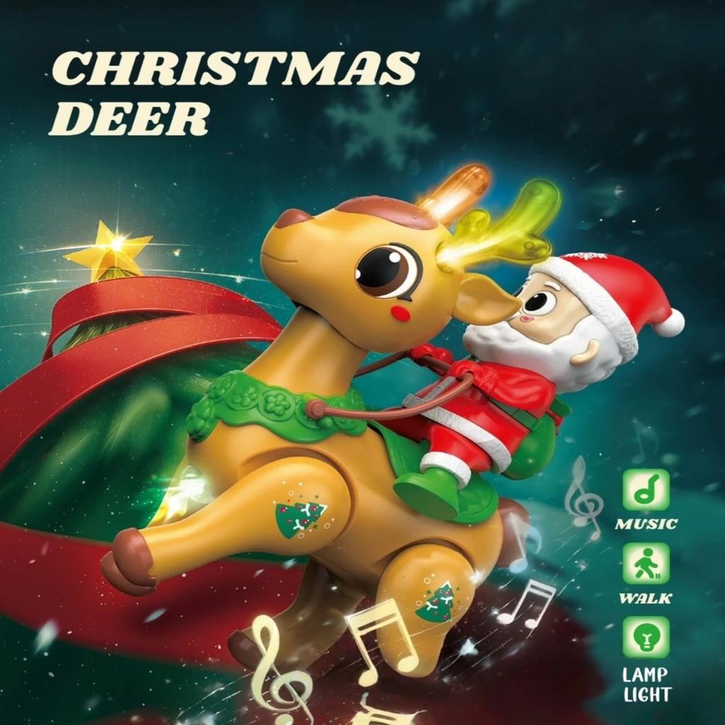 Electric Santa And T-oys,Singing And Dancing Santa Doll Elk Walking T-oy Christmas Gift,Christmas Decor With Music And Lights,Gift Christmas Birthday