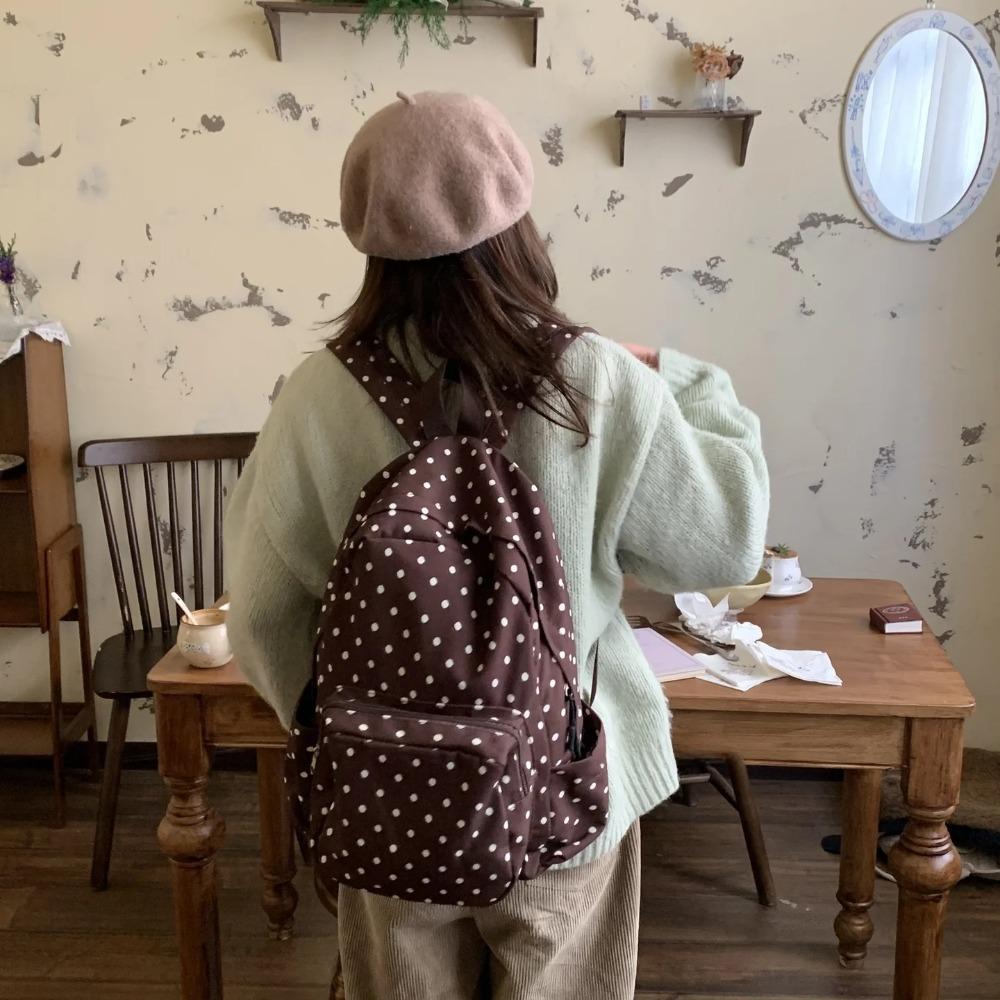 Polka Dot Bag Large Capaci Travel Mochila Zipper Mochilas Mujer Daily Using Backpacks Backpack Outdoors Bolsas Feminina