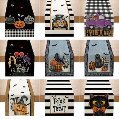 Bandiera da Tavolo di Halloween Lino Decorazione per la Casa Vacanze Panno Decorativo da Tavolo Tovaglia per Tavolo Comodino