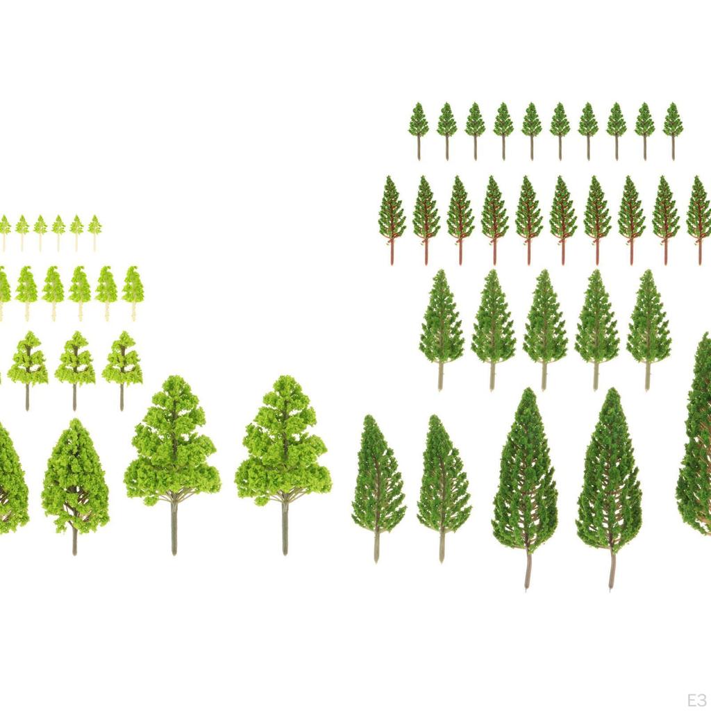 62 Pieces Mixed Model Tree Train Trees Railroad Scenery Diorama Miniature for