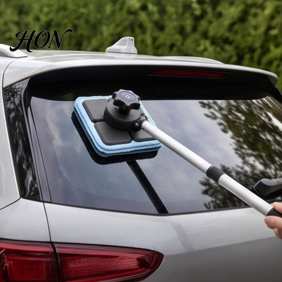 Portable Car Detailing Cleaning Kit Magnetic Windshield Kit, Double-Sided Glass Cleaner with Adjustable Reach Washer Long Telescopic Handle, Reusable