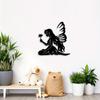 2D Metal Fairy with Lotus Wall Art, Iron Silhouette Sign for Garden, Yard, Living Room Decor, Indoor Outdoor, No Electricity Needed, Magical Accent