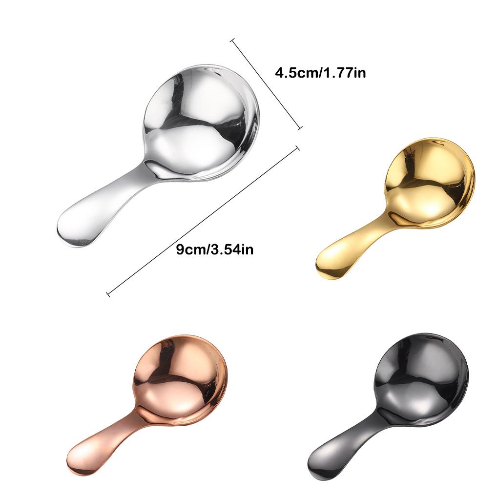 Edelstahllöffel Tragbar Runder Kopf Glatt Glänzend Poliert Kurzer Griff Salz Suppe Teelöffel Schöpflöffel Besteck Geschirr