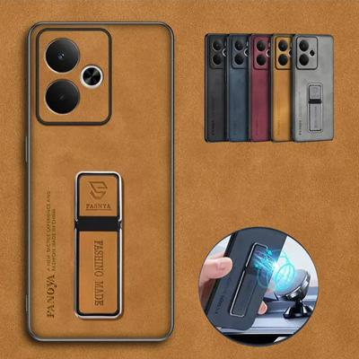 Handyhülle aus Schafsleder mit Ständer für Realme GT 7 Stoßfest Matte Bumper Magnetischer Halter Rückseite für Realme GT7 T GT7Pro NEO 7 SE