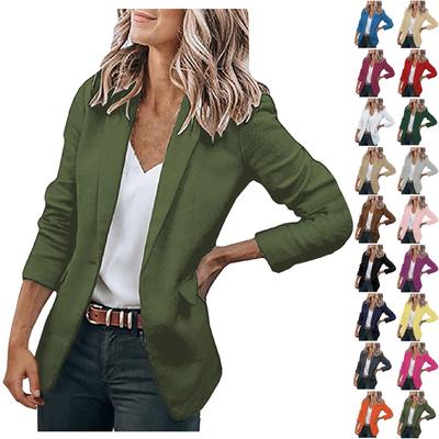 Women's Jacket Long Sleeve Solid Color Cardigan Collar Single Button Business & Leisure Top