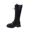 Fashion Women  Boots Autumn 2025 Female High Platform Gothic Shoes Black Leather Boots Lace Up Women Knee High Boots