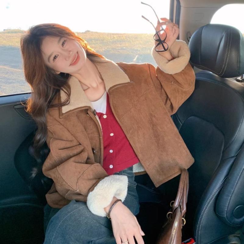 Women's Fashionable and Warm Double-sided Fleece-lined Thick Coat for Autumn and Winter