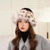 New Imitation Fur Autumn and Winter Hat Retro Leopard Print Thermal Hat Fashionable Versatile Lynx Hat Women's Cold-proof Mongolian Hat