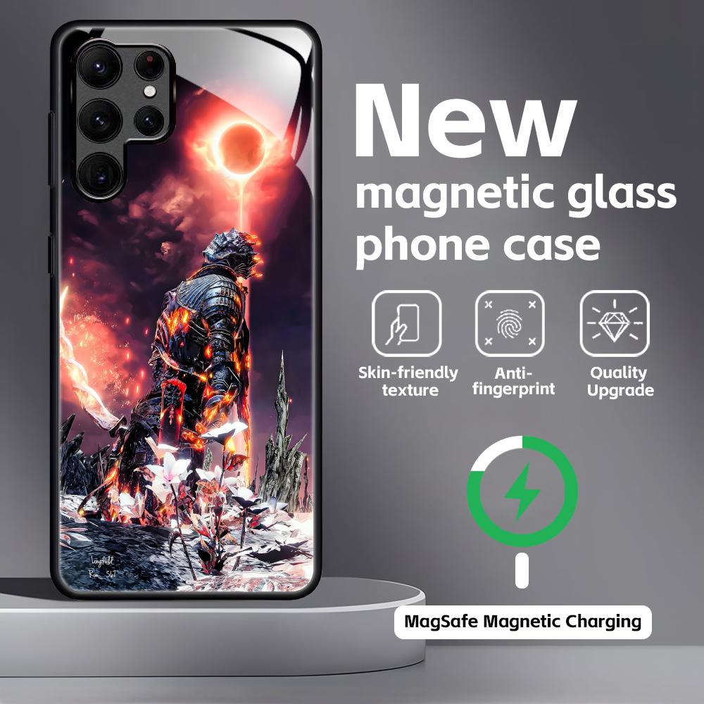 Klasická hra DARK SOULS Pouzdro na telefon Pro Samsung S26 S25 S24 S23 S22 S21 Plus Ultra Note20 Skleněné Magnetické Pouzdro