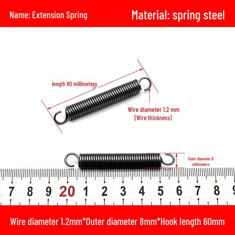 1.2mm Wire Extension Spring with Hook - Soft Tensile Force Spring Accessory