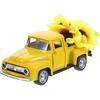 BESPORTBLE Farmhouse Yellow Truck, Vintage Truck Decor Yellow Truck with Flowers Rustic Metal Decorative Truck with Flowers for Home Table Decoration